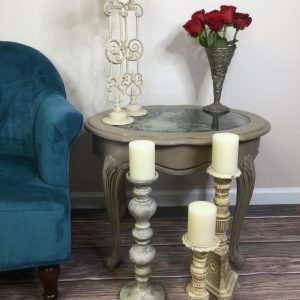 French Linen Decoupage Side Table